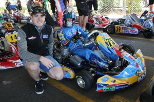 Volvo Polestar Racing’s Scott McLaughlin is a regular trackside at the Australian Kart Championship events with the DPE Kart Technology team (Pic: Coopers Photography)