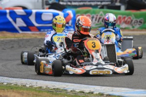 Kyle Ensbey leading the way in the KZ2 final (Pic: Coopers Photography)