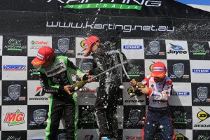 The champagne flowed on the Cadet 12 podium (Pic: Coopers Photography)