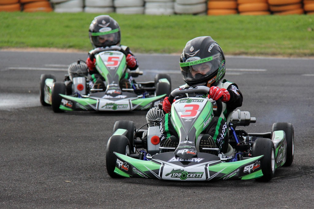 Two of the Junior Sprockets participants on track