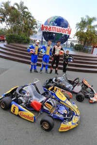Gold Coast teenager Tomas Gasperak with Forè, De Conto and Oscar Targett  at Dreamworld (Pic: Coopers Photography)