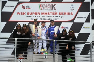 Jack Doohan on the podium after finishing second at the Adria International Circuit (Pic: Press.net Images)